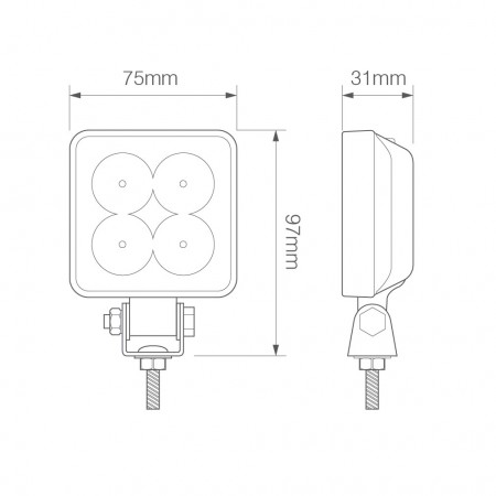 Compact Square Work / Reverse Lamp - R23 Approved